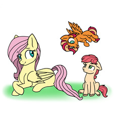 Size: 2800x3100 | Tagged: safe, artist:juli-leysson, fluttershy, oc, oc:brave spirit, oc:fearless wings, earth pony, pegasus, pony, g4, colt, female, filly, high res, implied fluttermac, implied shipping, implied straight, male, missing cutie mark, offspring, parent:big macintosh, parent:fluttershy, parents:fluttermac, simple background, white background