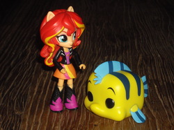 Size: 4000x3000 | Tagged: safe, artist:genie-dragon, sunset shimmer, fish, equestria girls, g4, doll, equestria girls minis, eqventures of the minis, flounder (the little mermaid), irl, photo, the little mermaid, toy