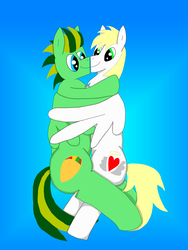 Size: 3024x4032 | Tagged: safe, artist:tacomytaco, oc, oc only, oc:taco.m.tacoson, pegasus, pony, cuddling, high res, hug, looking at each other, male, winghug