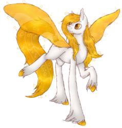 Size: 1969x2071 | Tagged: safe, artist:anxiouslilnerd, oc, oc only, oc:orange fizzle, pegasus, pony, closed species, cloven hooves, floating wings, shaded sketch, simple background, solo, sweetwater, transparent background