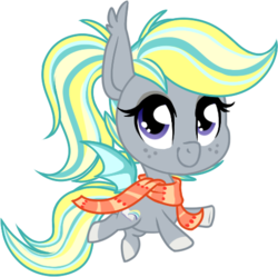 Size: 464x463 | Tagged: safe, artist:kellythedrawinguni, oc, oc only, oc:booker, bat pony, pony, chibi, clothes, female, mare, scarf, simple background, solo, transparent background