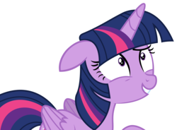 Size: 3159x2325 | Tagged: safe, artist:sketchmcreations, twilight sparkle, alicorn, pony, celestial advice, g4, floppy ears, grin, high res, nervous, nervous smile, raised hoof, simple background, smiling, transparent background, twilight sparkle (alicorn), vector