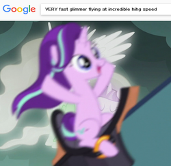 Size: 843x820 | Tagged: safe, dragon lord torch, princess celestia, starlight glimmer, twilight sparkle, alicorn, dragon, pony, unicorn, celestial advice, g4, my little pony: friendship is magic, blurry, dank memes, exploitable meme, fast, happy, meme, twilight sparkle (alicorn), very fast doggo running at incredible hihg speed