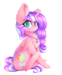 Size: 2500x3000 | Tagged: safe, artist:magicalbrownie, oc, oc only, oc:lollipop twirl, alicorn, pony, chest fluff, female, heart eyes, high res, mare, simple background, sitting, solo, transparent background, wingding eyes