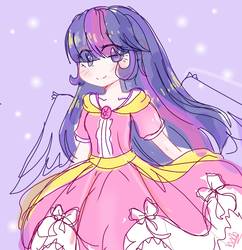 Size: 1732x1790 | Tagged: safe, artist:windymils, twilight sparkle, human, g4, clothes, coronation dress, dress, female, humanized, solo, twilight sparkle (alicorn), winged humanization, wings, wip