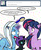 Size: 488x600 | Tagged: safe, artist:dekomaru, trixie, twilight sparkle, oc, oc:nyx, alicorn, pony, tumblr:ask twixie, g4, ask, comb, female, glitter, lesbian, magic, ship:twixie, shipping, tumblr