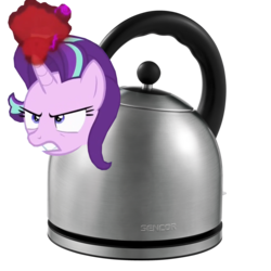 Size: 1300x1300 | Tagged: safe, starlight glimmer, all bottled up, g4, anger magic, female, kettle, magic, meme, solo, teapot