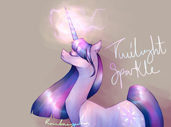 Size: 1024x759 | Tagged: safe, artist:leechetious, twilight sparkle, pony, unicorn, g4, female, glowing horn, horn, mare, solo