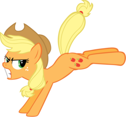 Size: 5705x5300 | Tagged: safe, artist:scrimpeh, applejack, earth pony, pony, g4, absurd resolution, bucking, female, hat, mare, simple background, solo, transparent background, vector