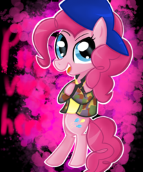 Size: 400x484 | Tagged: safe, artist:thevexster2, pinkie pie, earth pony, pony, g4, bipedal, female, rapper pie, solo