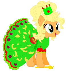 Size: 441x477 | Tagged: safe, artist:selenaede, artist:user15432, applejack, earth pony, pony, g4, barely pony related, base used, cinderella, cindershy, clothes, crossdressing, crossover, crown, dress, fairy godmother, fairy tale, jewelry, magic, magic wand, pinkie tales, regalia, solo