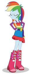Size: 564x1353 | Tagged: safe, rainbow dash, equestria girls, g4, my little pony equestria girls, boots, eyes closed, fall formal outfits, hand on hip, high heel boots