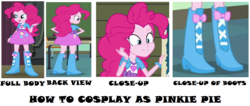 Size: 1754x744 | Tagged: safe, artist:prentis-65, pinkie pie, equestria girls, g4, my little pony equestria girls, my little pony equestria girls: friendship games, my little pony equestria girls: rainbow rocks, balloon, boots, bracelet, clothes, cute, hand on hip, high heel boots, jacket, jewelry, legs, pictures of legs, rear view, shirt, skirt