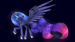 Size: 5360x3000 | Tagged: safe, artist:shadow-storm119, princess luna, g4, absurd resolution, female, floppy ears, flying, simple background, solo