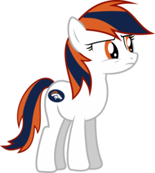 Size: 1024x1143 | Tagged: safe, artist:jeremeymcdude, oc, oc only, oc:milo highliss, earth pony, pony, g4, american football, denver broncos, female, football, frown, mare, nfl, sad, show accurate, simple background, transparent background, vector