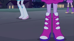 Size: 1100x618 | Tagged: safe, screencap, pinkie pie, rarity, twilight sparkle, equestria girls, g4, my little pony equestria girls, boots, boots shot, fall formal outfits, high heel boots, legs, pictures of legs, tree, twilight ball dress