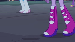 Size: 1539x866 | Tagged: safe, screencap, pinkie pie, rarity, twilight sparkle, equestria girls, g4, my little pony equestria girls, boots, fall formal outfits, high heel boots, legs, pictures of legs, twilight ball dress