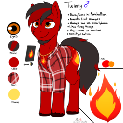 Size: 4000x4000 | Tagged: safe, artist:mr.smile, oc, oc only, oc:twinny, pony, cellphone, facial hair, goatee, jewelry, male, necklace, phone, plaid shirt, reference sheet, smartphone, solo, stallion