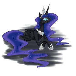 Size: 750x750 | Tagged: safe, artist:cosmalumi, nightmare moon, alicorn, pony, tumblr:ask queen moon, g4, nicemare moon, prone, solo