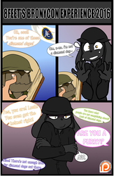 Size: 1500x2300 | Tagged: safe, artist:8feet, artist:cotta, oc, oc only, dog, anthro, bronycon, bronycon 2016, comic, convention, furry, patreon, patreon logo, soldier, youtube, youtube link