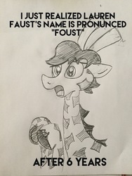 Size: 2448x3264 | Tagged: safe, artist:macaroni c-pony, oc, oc only, giraffe, high res, lauren faust, open mouth