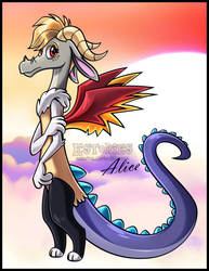 Size: 3158x4082 | Tagged: safe, artist:estories, oc, oc only, oc:alice, draconequus, cloud, draconequified, high res, solo, species swap, sun