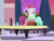 Size: 285x219 | Tagged: safe, screencap, lyra heartstrings, ruby pinch, pony, unicorn, celestial advice, g4, my little pony: friendship is magic, classroom, cute, duo, duo female, eyes closed, female, filly, filly lyra, flower, foal, goggles, happy, hug, lyrabetes, open mouth, pinchybetes, school, smiling, younger