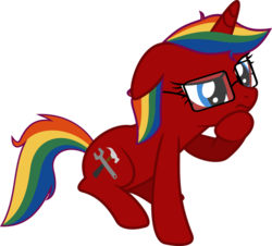 Size: 1024x927 | Tagged: safe, artist:jeremeymcdude, oc, oc only, oc:skittle sweet, pony, unicorn, g4, contemplating, rainbow hair, show accurate, simple background, solo, transparent background, vector