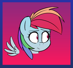Size: 3200x3000 | Tagged: safe, artist:january3rd, rainbow dash, pegasus, pony, g4, colored pupils, female, floating wings, gradient background, heart eyes, high res, mare, multicolored hair, solo, wingding eyes
