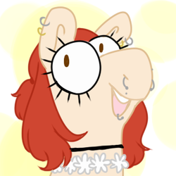 Size: 300x300 | Tagged: safe, artist:grilledschmeeze, oc, oc only, oc:haizzey comette, choker, icon, piercing, ponysona, red hair, solo