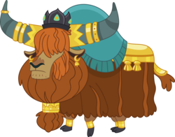 Size: 8164x6400 | Tagged: safe, artist:parclytaxel, prince rutherford, yak, g4, party pooped, .svg available, absurd resolution, cloven hooves, crown, ear piercing, earring, gold, horn, horn ring, jewelry, male, piercing, regalia, simple background, solo, transparent background, vector