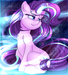 Size: 2800x3100 | Tagged: safe, artist:madacon, starlight glimmer, pony, unicorn, g4, color porn, female, high res, mare, particles, sitting, solo, stars