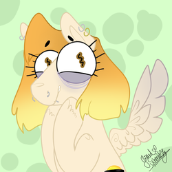 Size: 1000x1000 | Tagged: safe, artist:grilledschmeeze, oc, oc only, oc:haizzey comette, pegasus, pony, brown eyes, ginger, piercing, solo