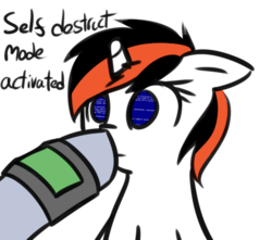Size: 519x458 | Tagged: safe, artist:neuro, oc, oc only, oc:blackjack, oc:littlepip, pony, unicorn, fallout equestria, fallout equestria: project horizons, blue screen of death, boop, female, floppy ears, mare, self demonstrating, simple background, solo focus, transparent background