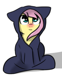 Size: 886x1090 | Tagged: safe, artist:neuro, fluttershy, pegasus, pony, g4, blanket, cute, female, floppy ears, looking up, mare, red nosed, shyabetes, sick, simple background, sitting, solo, transparent background