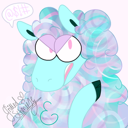 Size: 1000x1000 | Tagged: safe, artist:grilledschmeeze, oc, oc only, oc:babs, sheep, angry, pastel, solo