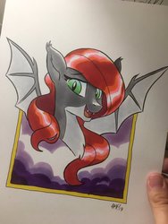 Size: 900x1200 | Tagged: safe, artist:tony fleecs, oc, oc only, bat pony, pony, traditional art