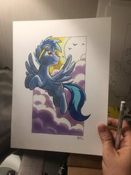 Size: 900x1200 | Tagged: safe, artist:tony fleecs, oc, oc only, pegasus, pony, traditional art