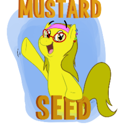 Size: 256x256 | Tagged: artist needed, safe, oc, oc only, oc:mustard seed, pony, bandana, glasses, waving