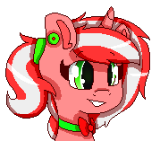 Size: 179x157 | Tagged: safe, artist:smolfreg, oc, oc only, oc:peppy revvy, pony, unicorn, animated, bouncing, bust, ear piercing, female, gif, mare, piercing, portrait, simple background, solo, transparent background