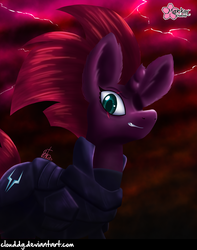 Size: 788x1000 | Tagged: safe, artist:clouddg, tempest shadow, pony, unicorn, g4, my little pony: the movie, armor, broken horn, eye scar, female, horn, mare, scar, signature, solo