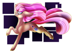 Size: 2750x2000 | Tagged: safe, artist:immagoddampony, oc, oc only, oc:vanilla swirl, earth pony, pony, abstract background, female, glasses, high res, mare, running, solo
