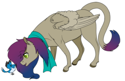 Size: 1120x720 | Tagged: safe, artist:bijutsuyoukai, oc, oc only, oc:thunderie forest, bird, pegasus, pony, clothes, colored pupils, female, mare, scarf, simple background, solo, transparent background