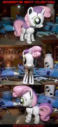 Size: 1000x2181 | Tagged: safe, artist:lonewolf3878, sweetie belle, pony, robot, robot pony, unicorn, g4, customized toy, female, funko, hooves, horn, irl, mare, photo, solo, sweetie bot, text, toy