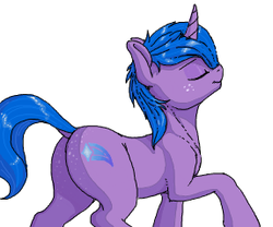 Size: 287x239 | Tagged: safe, artist:shydale, oc, oc only, oc:startrail(old design), pony, unicorn, butt, butt freckles, dock, eyes closed, female, flockmod, freckles, mare, old design, picture for breezies, plot, solo