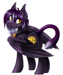 Size: 1920x2271 | Tagged: safe, artist:scarlet-spectrum, oc, oc only, oc:ceshire sabur, pegasus, pony, cat tail, commission, female, looking at you, mare, simple background, slit pupils, smiling, solo, transparent background
