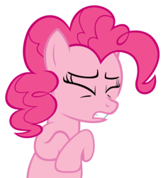 Size: 9464x10000 | Tagged: safe, artist:bronyvectors, pinkie pie, pony, g4, absurd resolution, eyes closed, female, make it stop, simple background, solo, transparent background, vector
