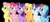 Size: 1977x854 | Tagged: safe, artist:bananimation, applejack, fluttershy, pinkie pie, rainbow dash, rarity, twilight sparkle, alicorn, pony, g4, bad end, black background, creepy, equalized, face, grin, mane six, simple background, smiling, the bad guy wins, this will end in communism, twilight sparkle (alicorn)