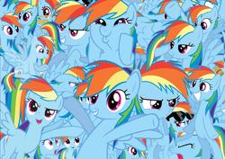Size: 1754x1240 | Tagged: safe, artist:pegasisterinaction, rainbow dash, pegasus, pony, blue, collage, cute, cyan, dashabetes, dashface, dashstorm, emotions, female, filly, filly rainbow dash, multeity, smiling, so awesome, so much pony, sunglasses, vector