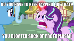 Size: 1920x1080 | Tagged: safe, screencap, starlight glimmer, trixie, pony, all bottled up, g4, season 7, anger magic, glowing horn, horn, image macro, magic, meme, ragelight glimmer, ren, ren and stimpy, ren hoek, space madness!, stimpson j cat, stimpy, vein, vein bulge